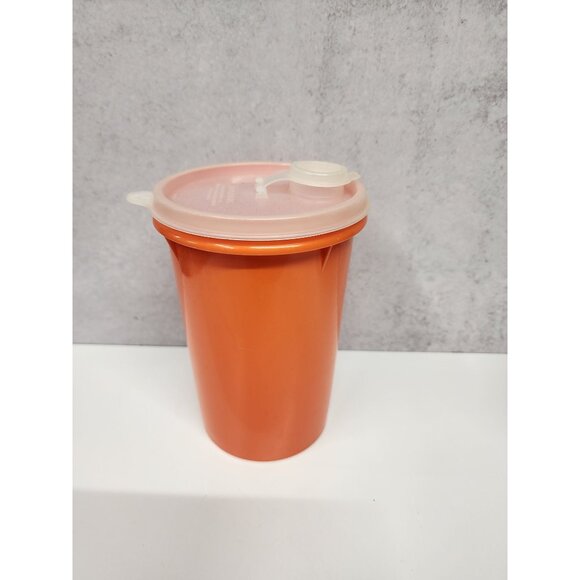 Vintage Tupperware Orange Tumbler With Lid - 321-11 - 16 Oz - Retro Chic For You - Picture 1 of 6